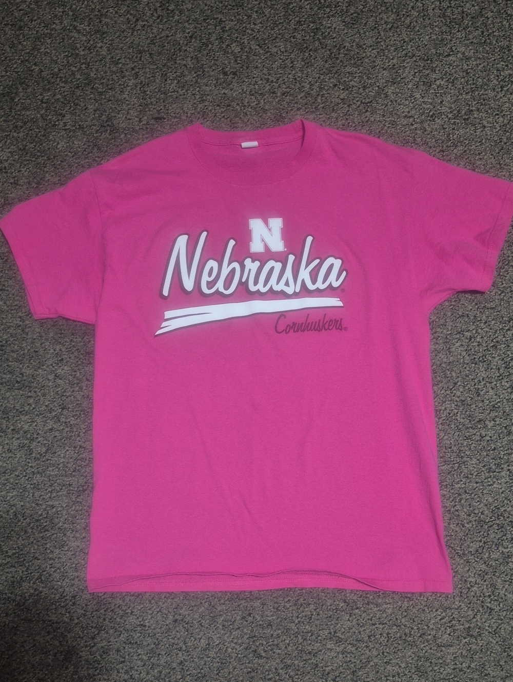 Nebraska Huskers Pink Script Short Sleeve Tee